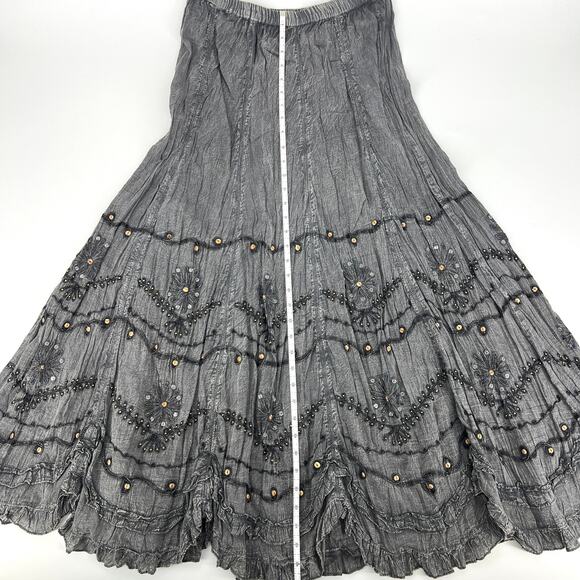 Soft Surroundings Maxi Skirt Gray Suzette Embellished Beaded Size S NEW - Picture 5 of 8